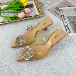 Nude Vinyl Charmed Slingback Low-Heels