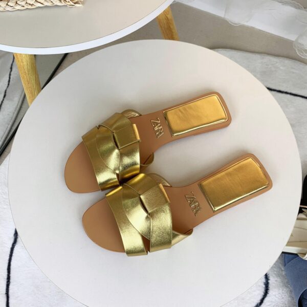 Gold Flat Slippers