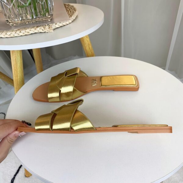 Gold Flat Slippers