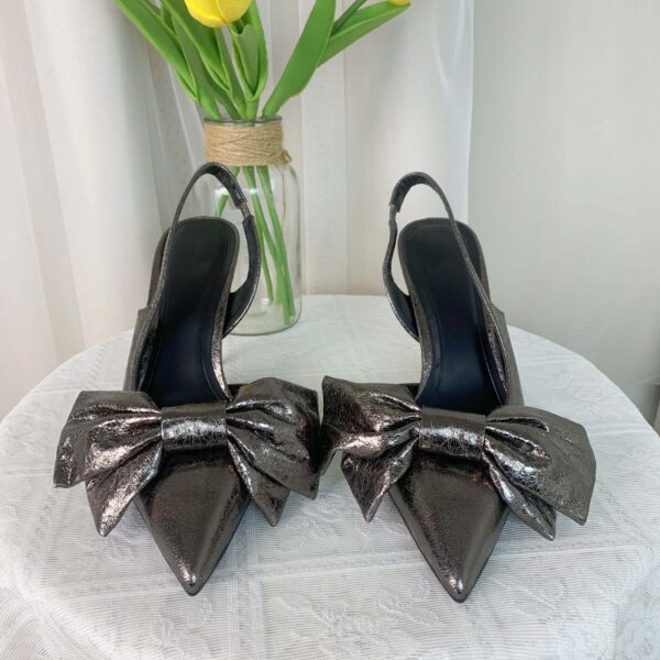 Bow Tie Metallic High-Heel Slingback