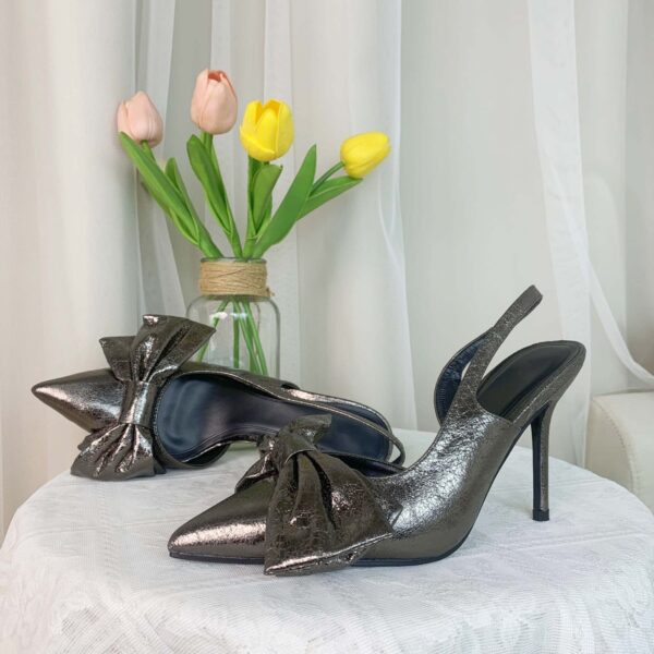 Bow Tie Metallic High-Heel Slingback