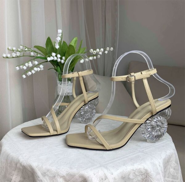 Nude Novelty Heel Strap Sandal