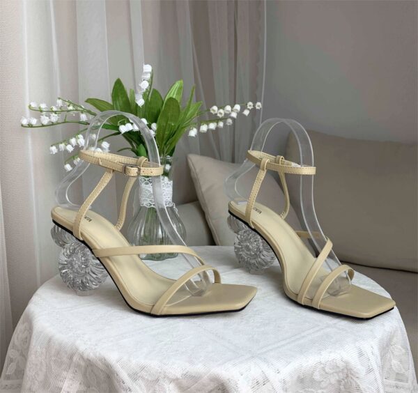 Nude Novelty Heel Strap Sandal