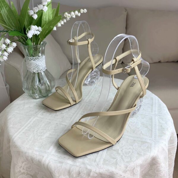 Nude Novelty Heel Strap Sandal