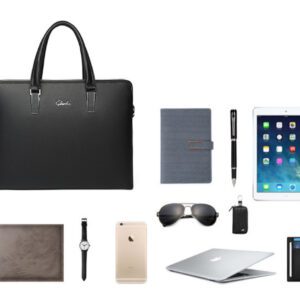 Saleerachi Penna Italia Double Zipper Leather Laptop Bag - Black - Image 7