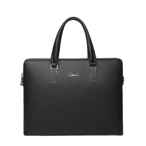 Saleerachi Penna Italia Double Zipper Leather Laptop Bag - Black