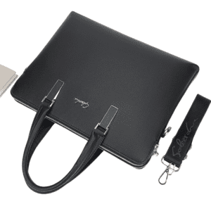 Saleerachi Penna Italia Double Zipper Leather Laptop Bag - Black - Image 3