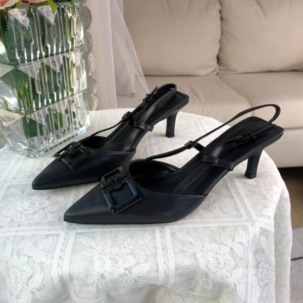 Black Kitten-Heel Slingback