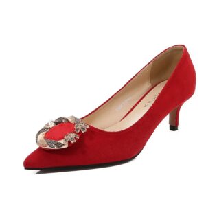 Red low heel covered shoe