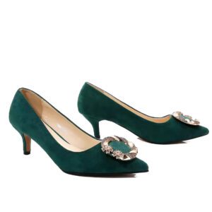 Green low heel covered shoe
