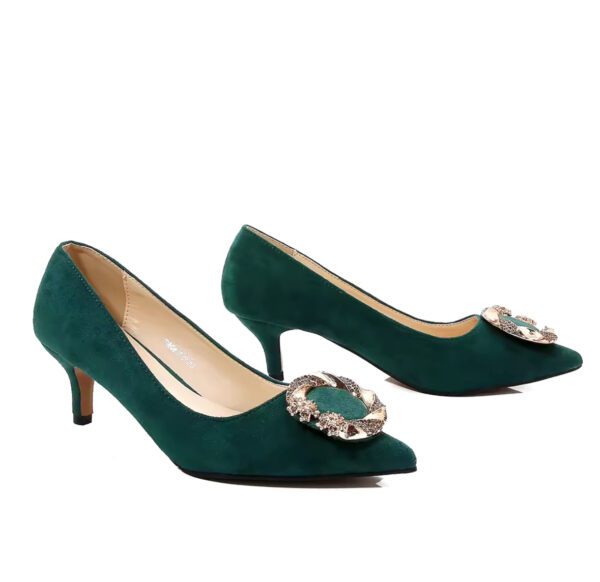 Green low heel covered shoe