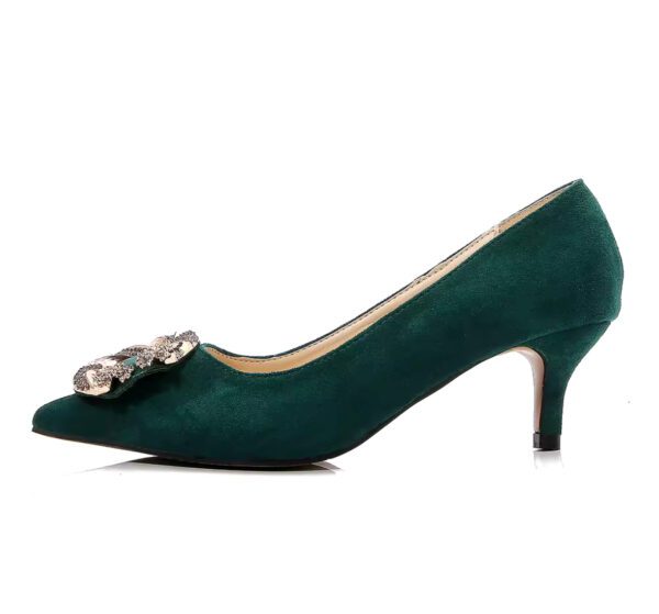 Green low heel covered shoe