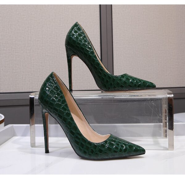 Green covered high heel