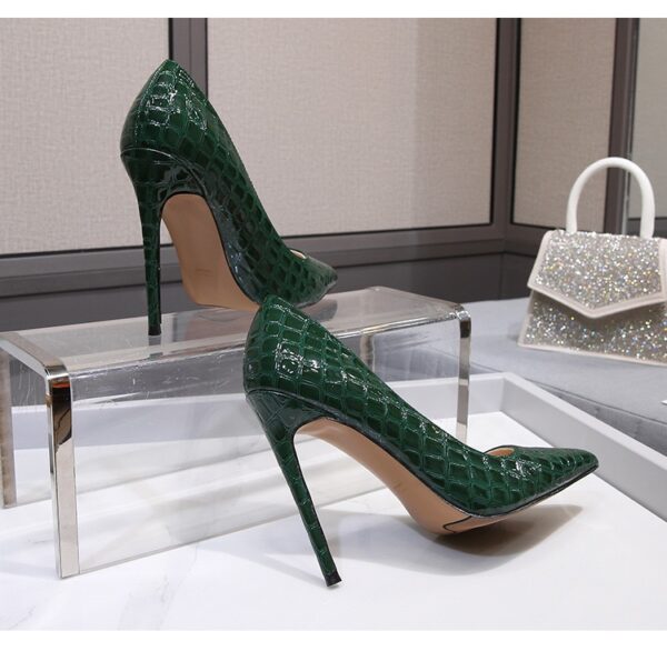 Green covered high heel