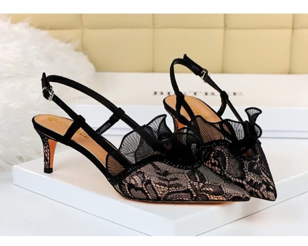 Black rose kitten heel slingback