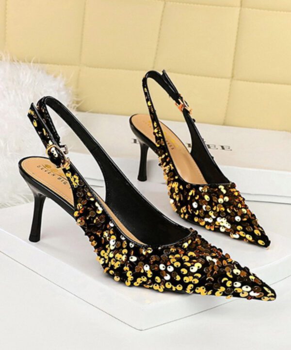 Gold Sequin Slingback heels