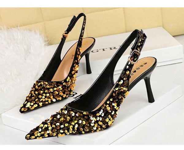 Gold Sequin Slingback heels