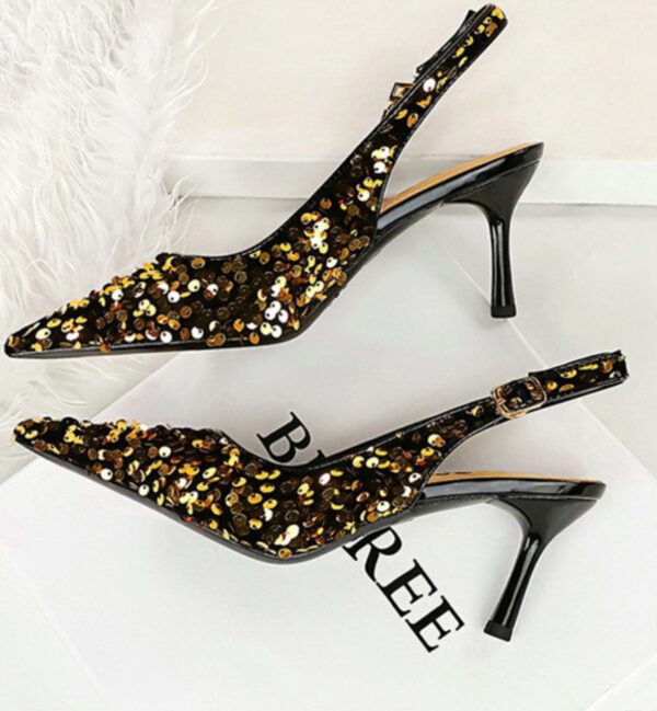 Gold Sequin Slingback heels