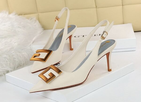 White G Slingback Pumps