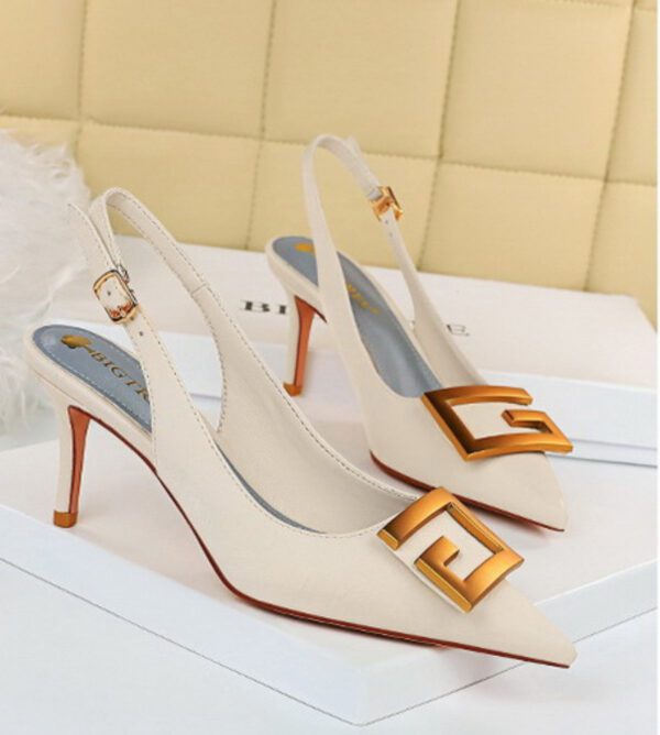 White G Slingback Pumps