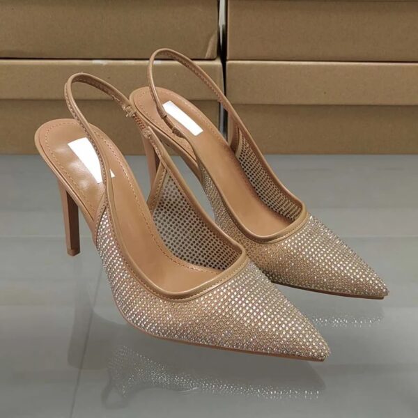 Nude Studded slingback pumps