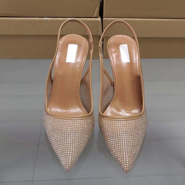 Nude Studded slingback pumps