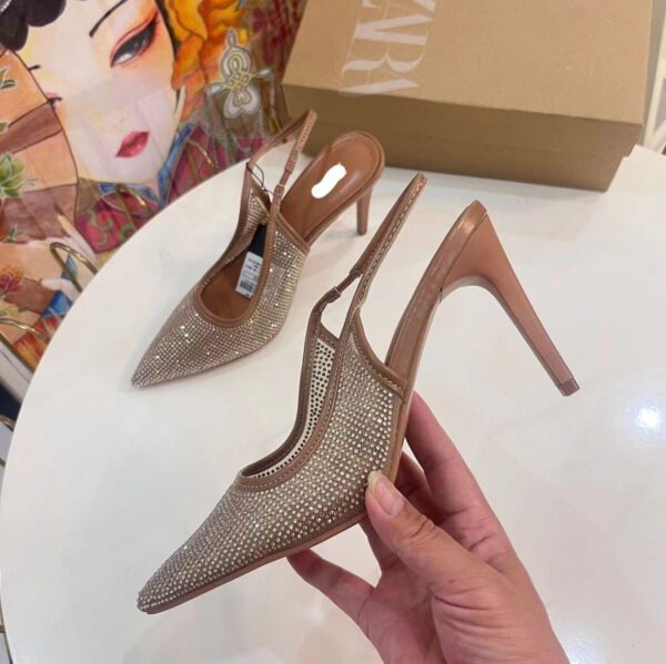 Nude Studded slingback pumps