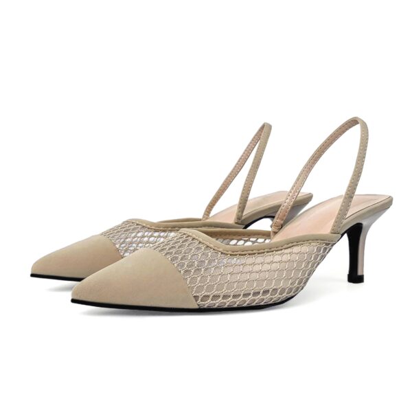 Nude kitten heel slingback