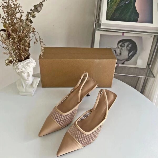 Nude kitten heel slingback