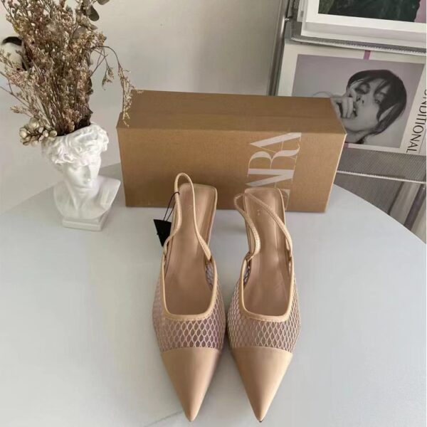 Nude kitten heel slingback