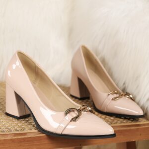 Nude Square Heel Full Shoe
