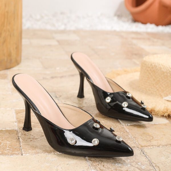 Black Studded Half Shoe