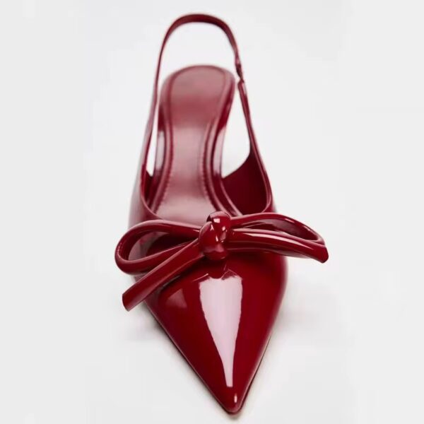 Maroon Red Vinyl Mid-Heel Slingback