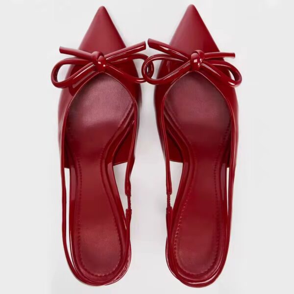 Maroon Red Vinyl Mid-Heel Slingback
