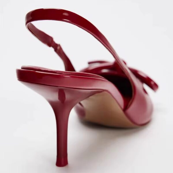 Maroon Red Vinyl Mid-Heel Slingback