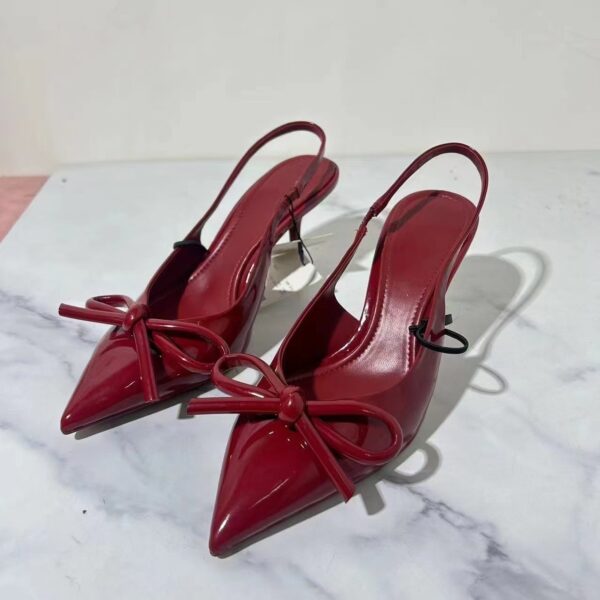 Maroon Red Vinyl Mid-Heel Slingback