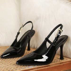 Black Bold Strap Slingback