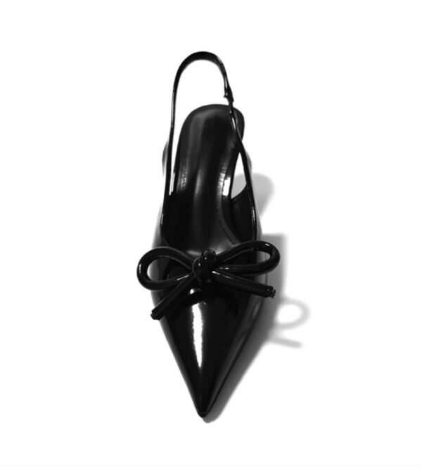 Black Vinyl Mid-Heel Slingback