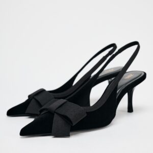 Black Bow Suede Slingback