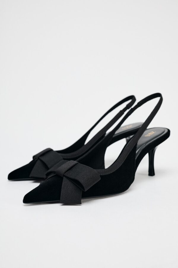 Black Bow Suede Slingback
