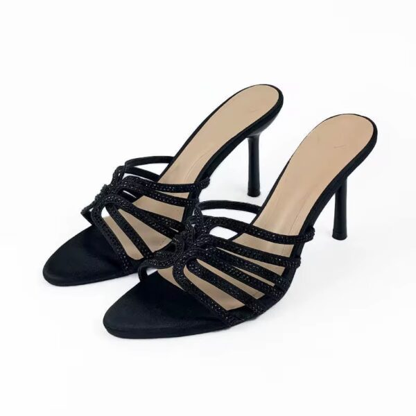 Black Studded High Slippers
