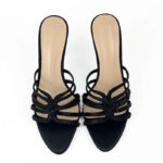 Black Studded High Slippers