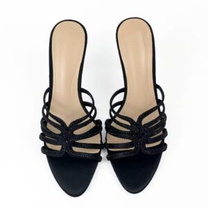 Black Studded High Slippers