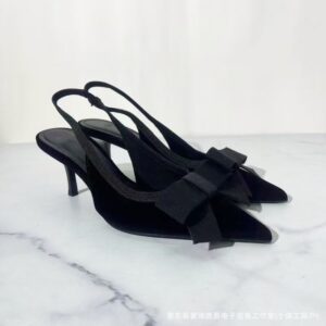 Black Bow Suede Slingback