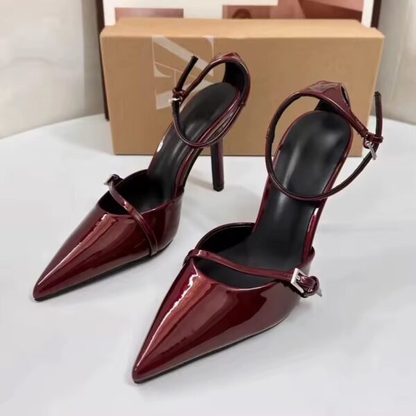 Wine Ankle Strap Pump