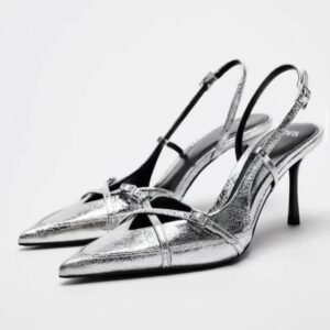 Silver Double Cross Slingback