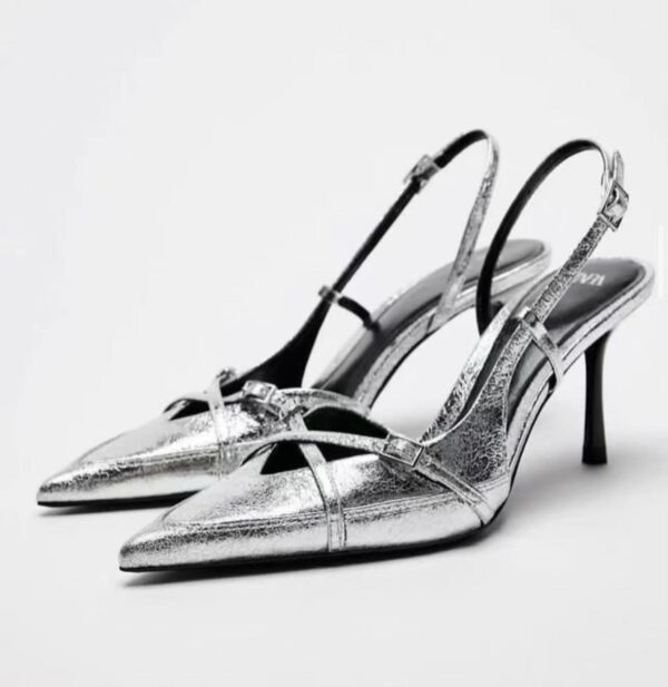Silver Double Cross Slingback