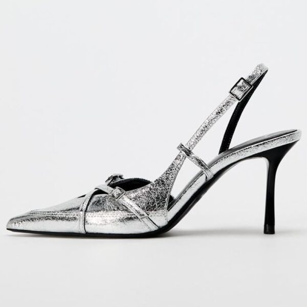Silver Double Cross Slingback