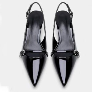 Black Kitten Vinyl Slingback