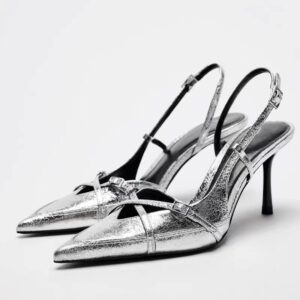 Silver Double Cross Slingback